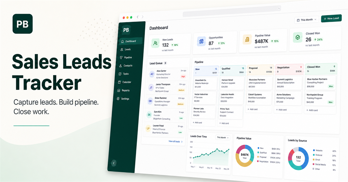 Leads Tracker dashboard preview